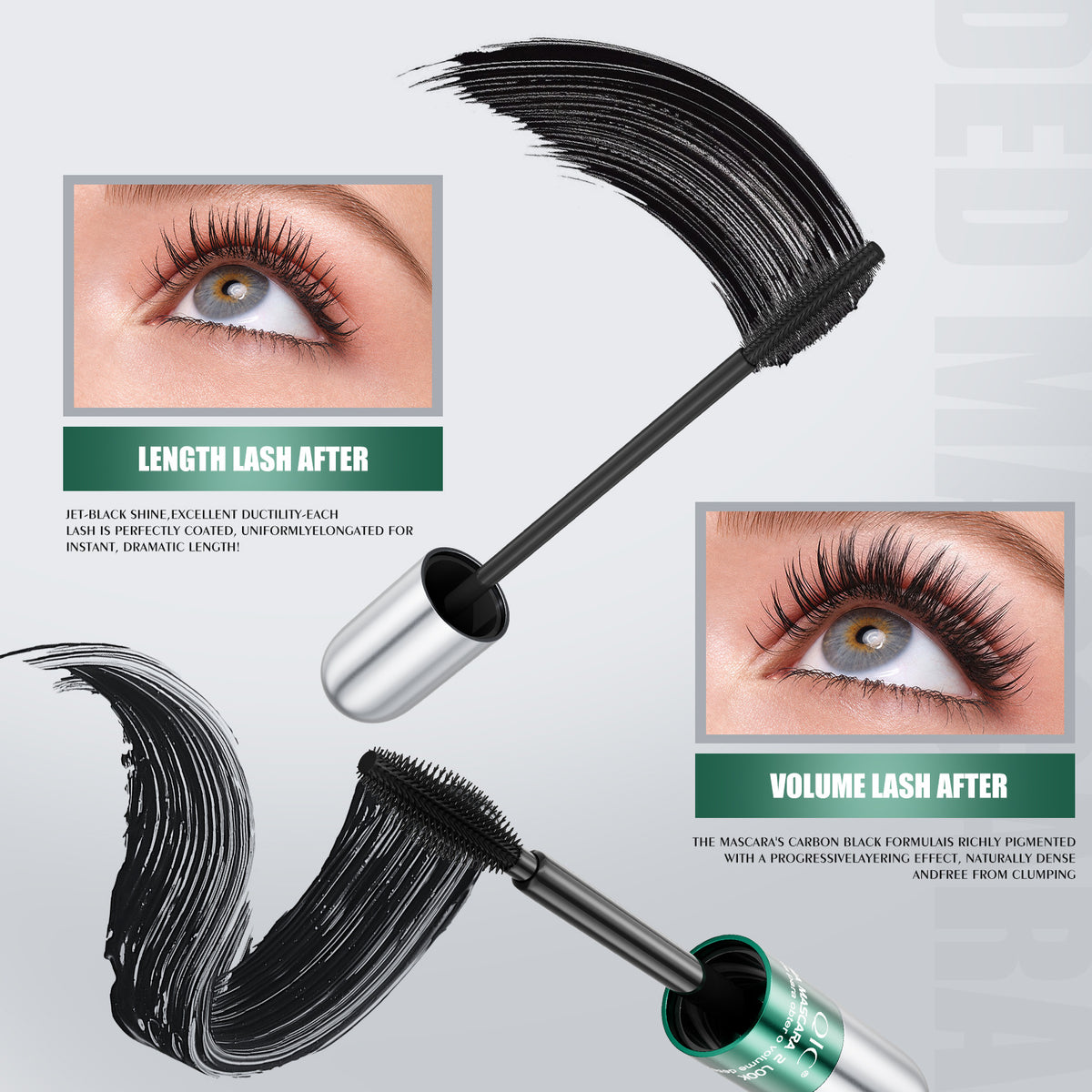 Waterproof long thick curly non-blooming mascara - Rockint