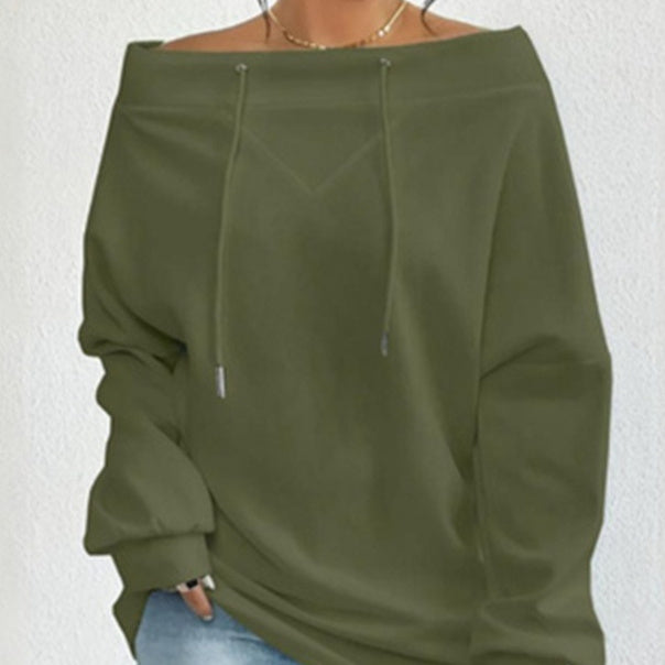 Casual Drawstring Off-shoulder Top