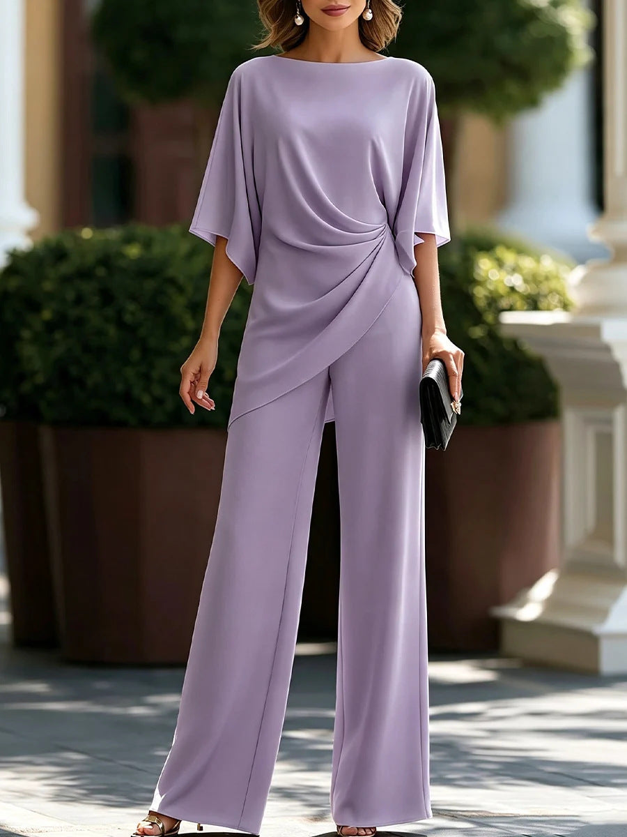 Drop Waist Shirt and Wide Leg Pants Set