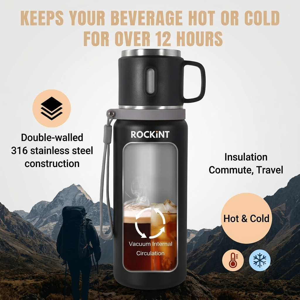 Stainless Steel 800ML Bottle With Drinker Cup
