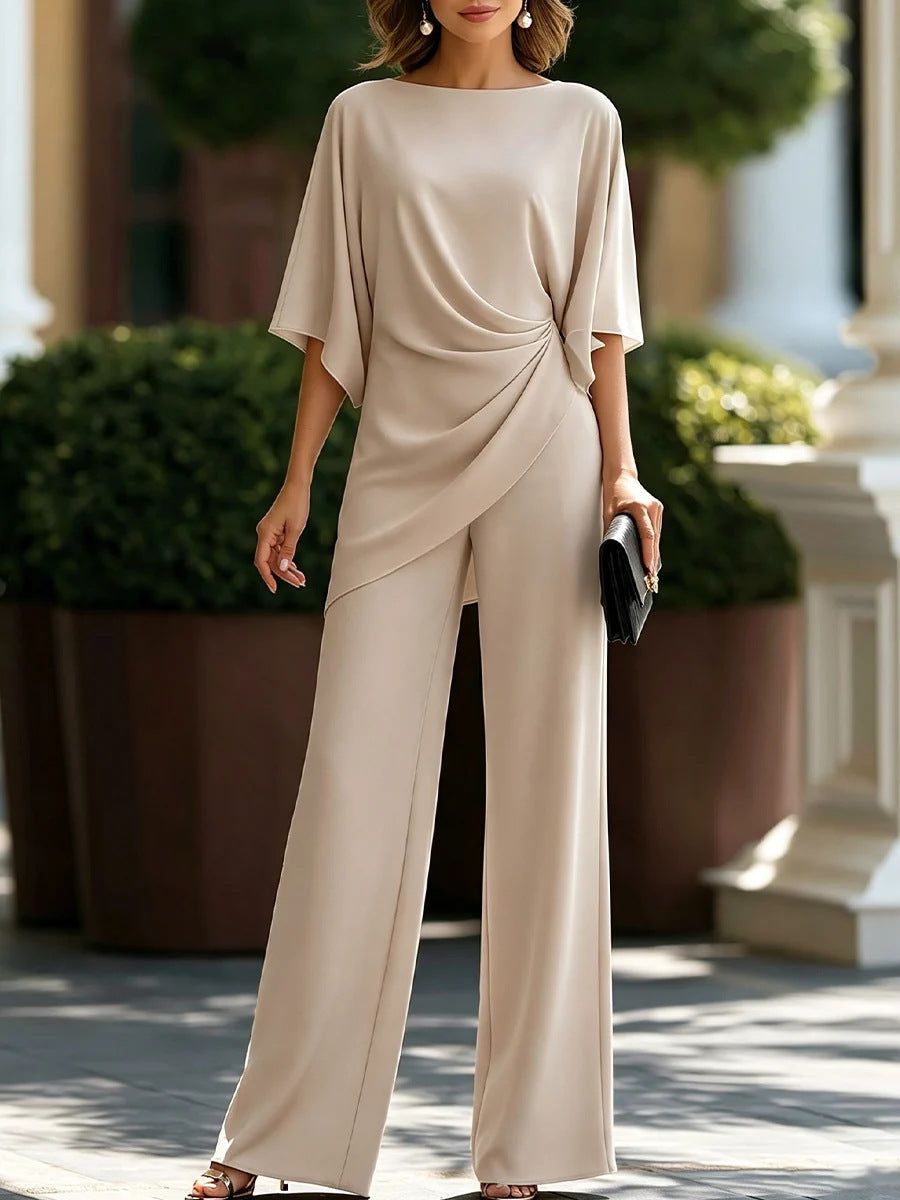 Drop Waist Shirt and Wide Leg Pants Set
