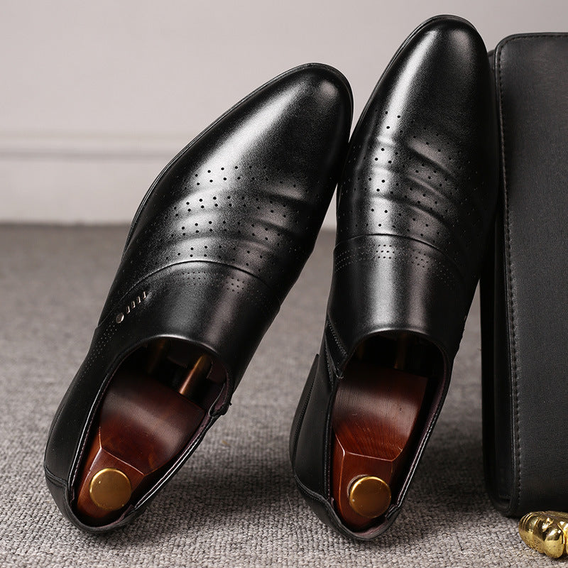 pointed toe men leather shoes