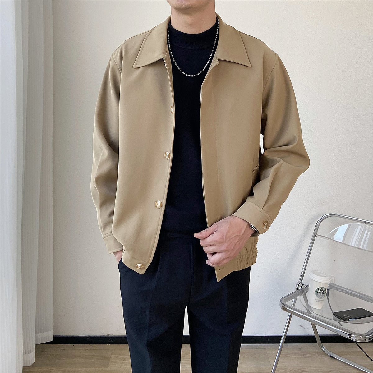 Korean-style Men's cote Loose-fitting Cropped Style - Rockint