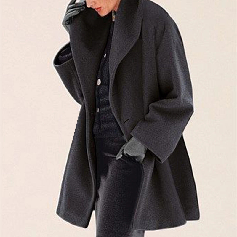 Women's Trendy Clothes Multi-color Round Neck Loose Sweater Woolen Coat Solid Casual Coat For Autumn And Winter - Rockint