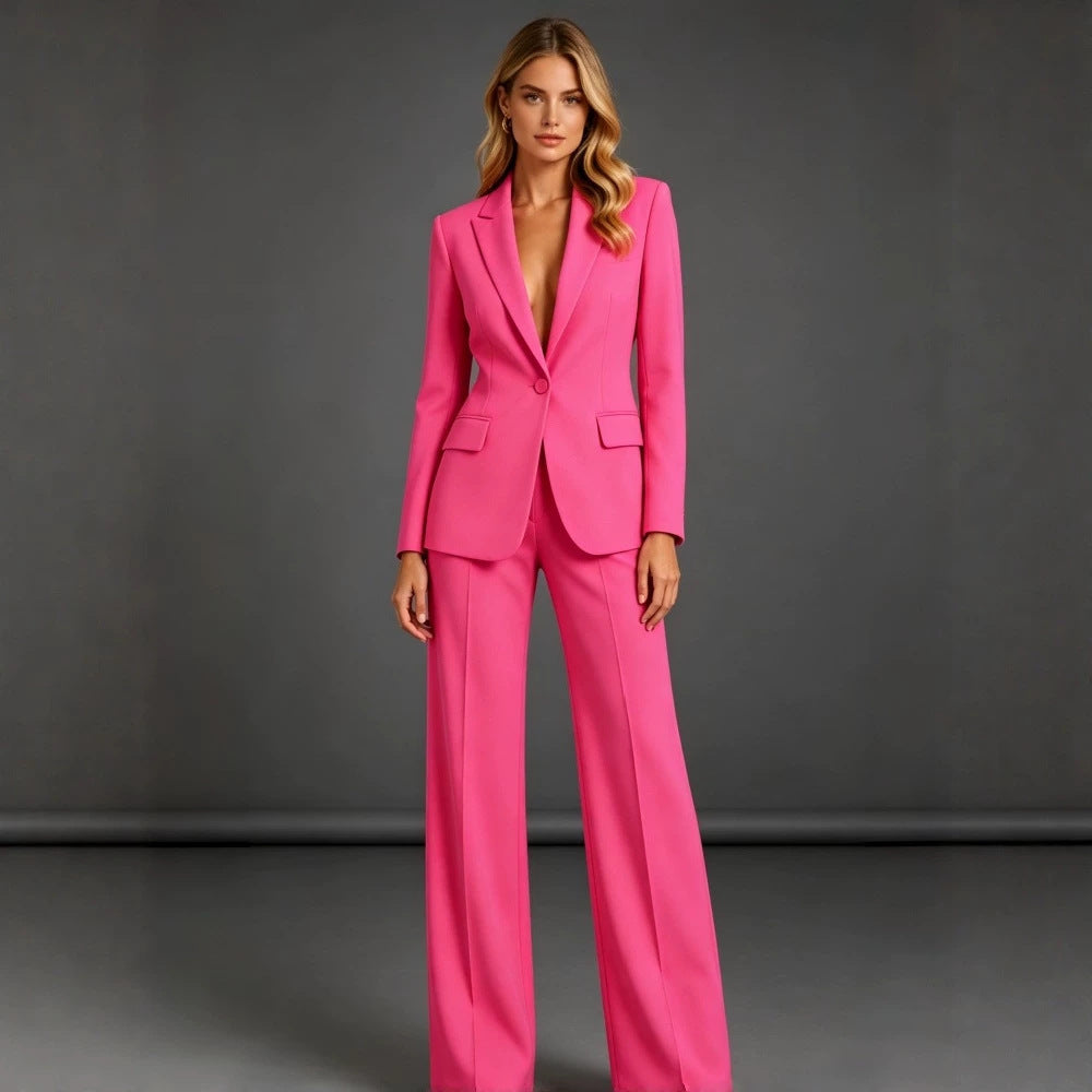 Women's Casual Suit Set - Slim Fit Blazer and Dress Pants Two Piece Office Outfit - Rockint