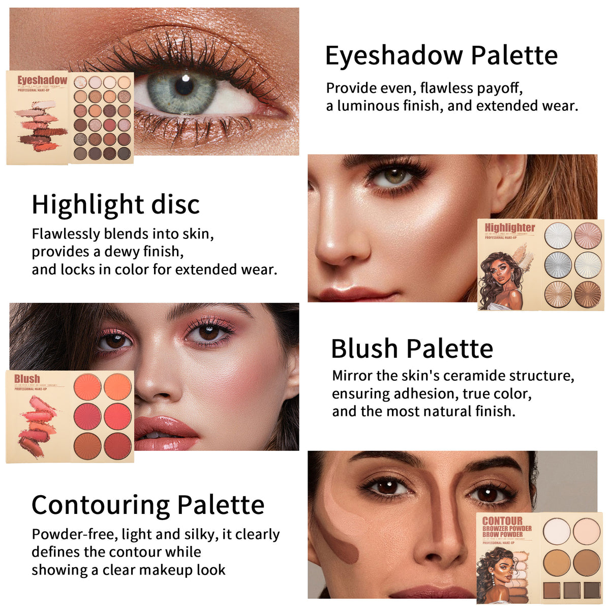 63-Color Makeup Kit - Multi-Function Eyeshadow, Blush, Highlighter & Contour Palette - Rockint