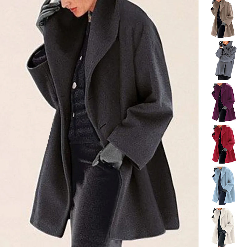 Women's Trendy Clothes Multi-color Round Neck Loose Sweater Woolen Coat Solid Casual Coat For Autumn And Winter - Rockint