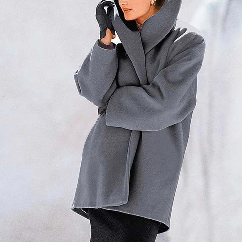 Women's Trendy Clothes Multi-color Round Neck Loose Sweater Woolen Coat Solid Casual Coat For Autumn And Winter - Rockint