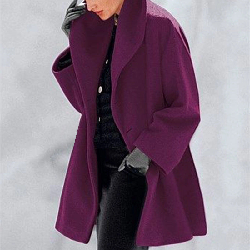Women's Trendy Clothes Multi-color Round Neck Loose Sweater Woolen Coat Solid Casual Coat For Autumn And Winter - Rockint