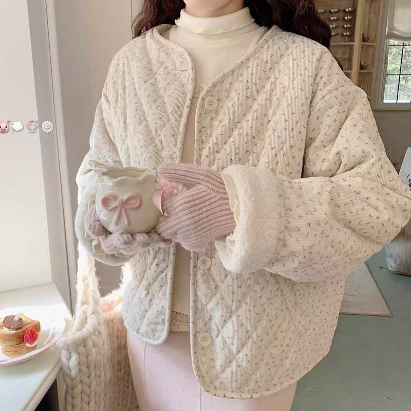Korean-style Corduroy Cotton Coat