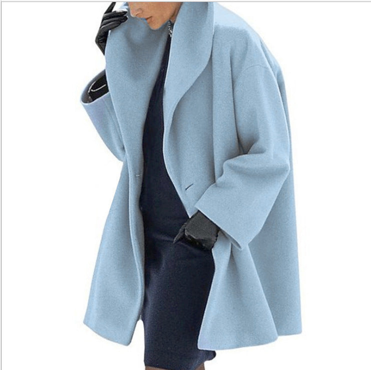 Women's Trendy Clothes Multi-color Round Neck Loose Sweater Woolen Coat Solid Casual Coat For Autumn And Winter - Rockint