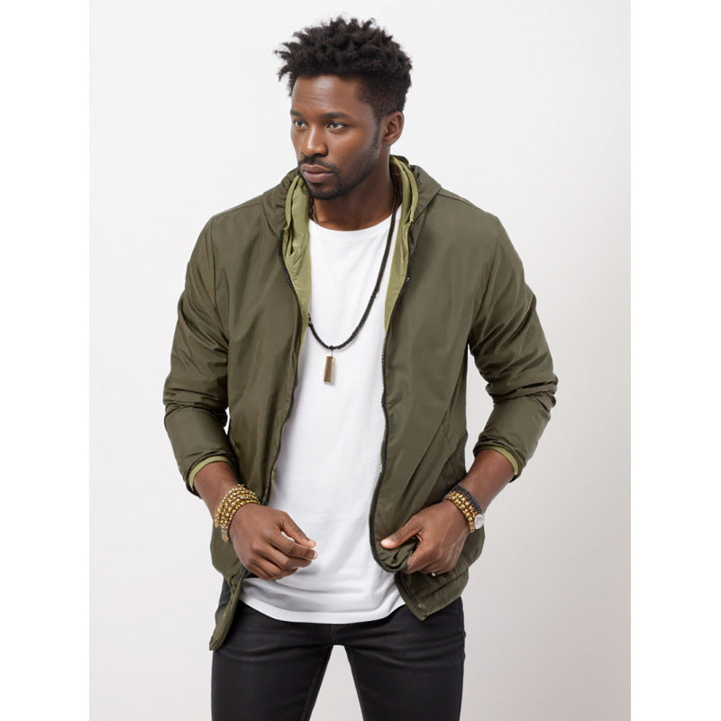 Mens Clothing Solid Color Zipper Reversible Trendy Coat - Rockint