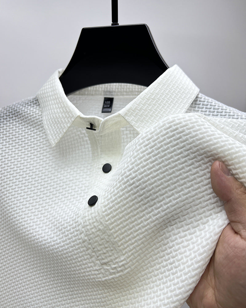 Mesh Ice Silk Short Sleeve T-shirt Mens Clothing - Rockint