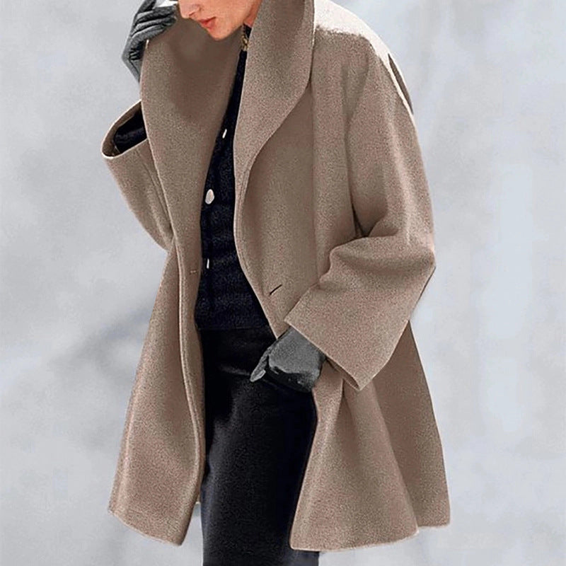 Women's Trendy Clothes Multi-color Round Neck Loose Sweater Woolen Coat Solid Casual Coat For Autumn And Winter - Rockint