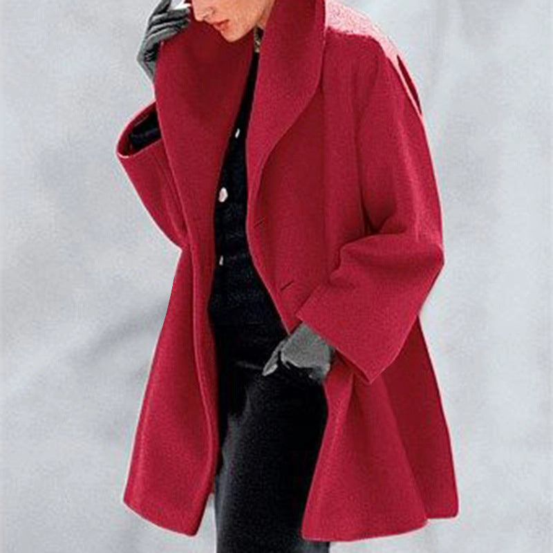Women's Trendy Clothes Multi-color Round Neck Loose Sweater Woolen Coat Solid Casual Coat For Autumn And Winter - Rockint