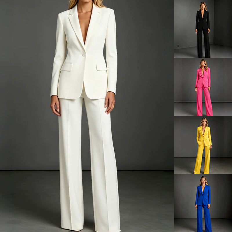 Women's Casual Suit Set - Slim Fit Blazer and Dress Pants Two Piece Office Outfit - Rockint