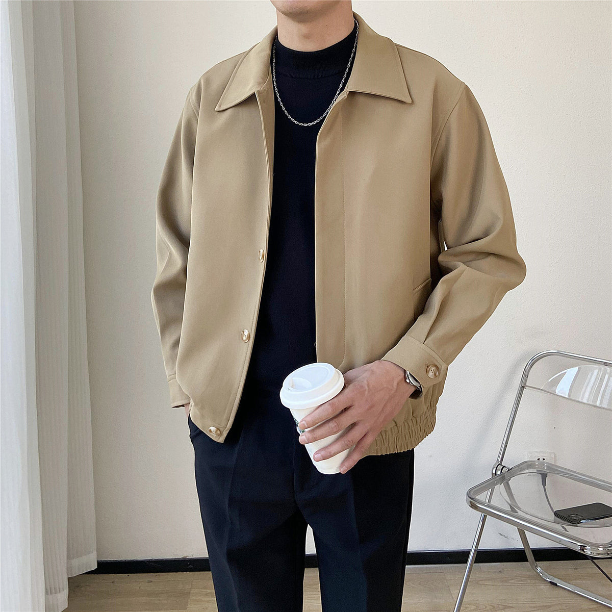 Korean-style Men's cote Loose-fitting Cropped Style - Rockint