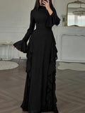 Elegant Casual High-Waisted Solid-Color Flare-Sleeve Dress For Party Outfits - Rockint
