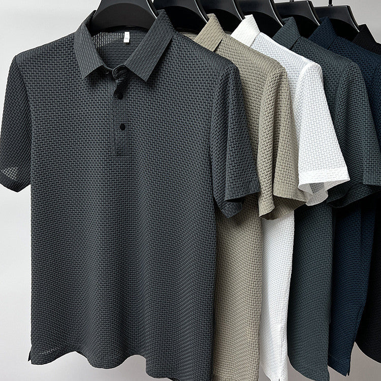 Mesh Ice Silk Short Sleeve T-shirt Mens Clothing - Rockint