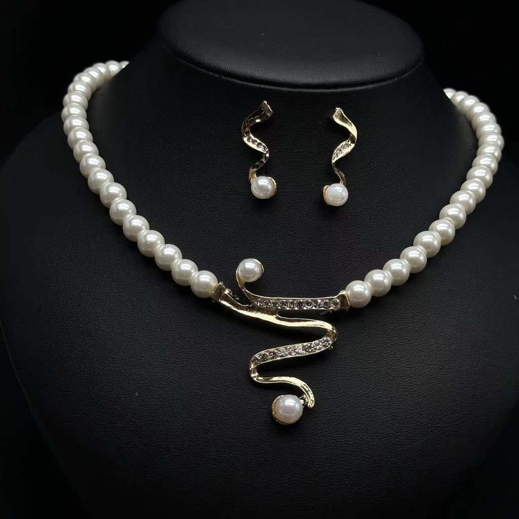 Pearl Necklace and Earrings Set - Rockint