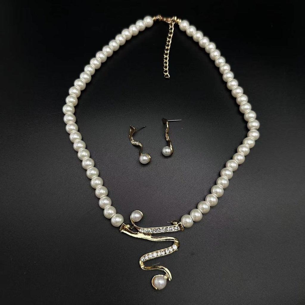 Pearl Necklace and Earrings Set - Rockint