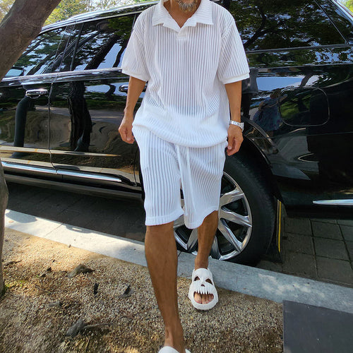 Casual Loose Short-Sleeve Top and Shorts Set Men's Clothing - Rockint