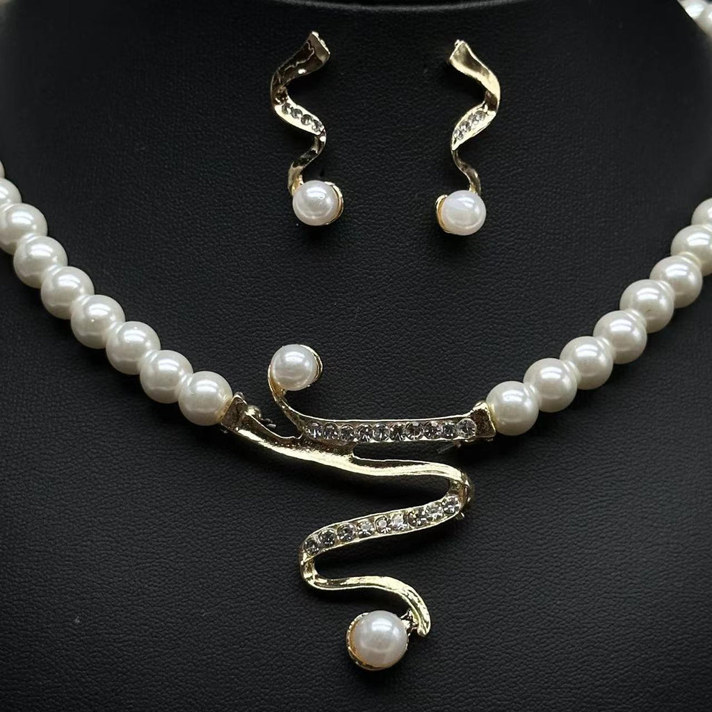 Pearl Necklace and Earrings Set - Rockint