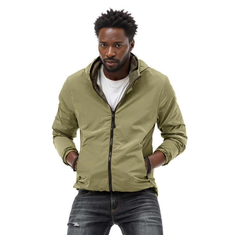 Mens Clothing Solid Color Zipper Reversible Trendy Coat - Rockint