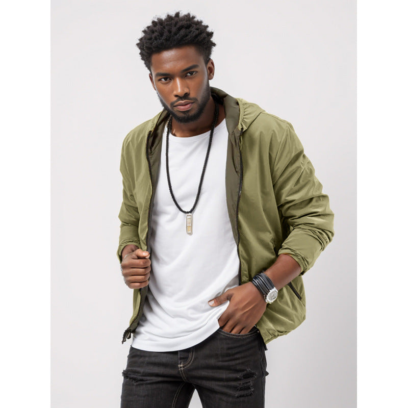 Mens Clothing Solid Color Zipper Reversible Trendy Coat - Rockint