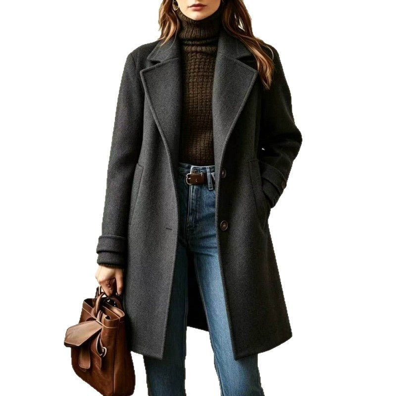 Retro Casual Mid-length Lapel Coat