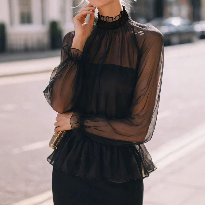 Ruffled Waist-defined Elegant Top