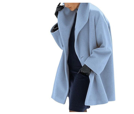 Women's Trendy Clothes Multi-color Round Neck Loose Sweater Woolen Coat Solid Casual Coat For Autumn And Winter - Rockint