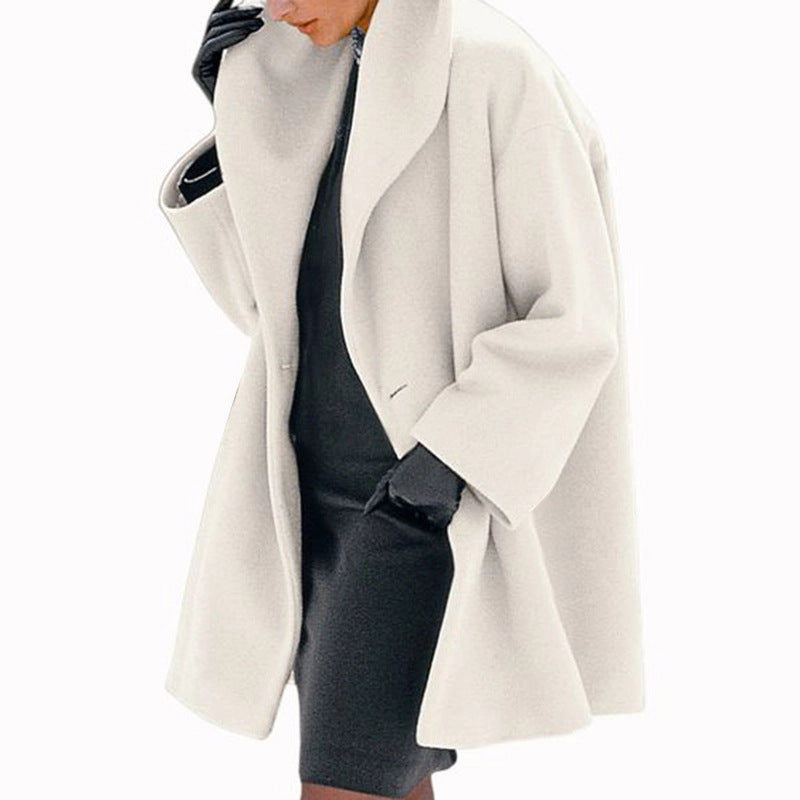 Women's Trendy Clothes Multi-color Round Neck Loose Sweater Woolen Coat Solid Casual Coat For Autumn And Winter - Rockint