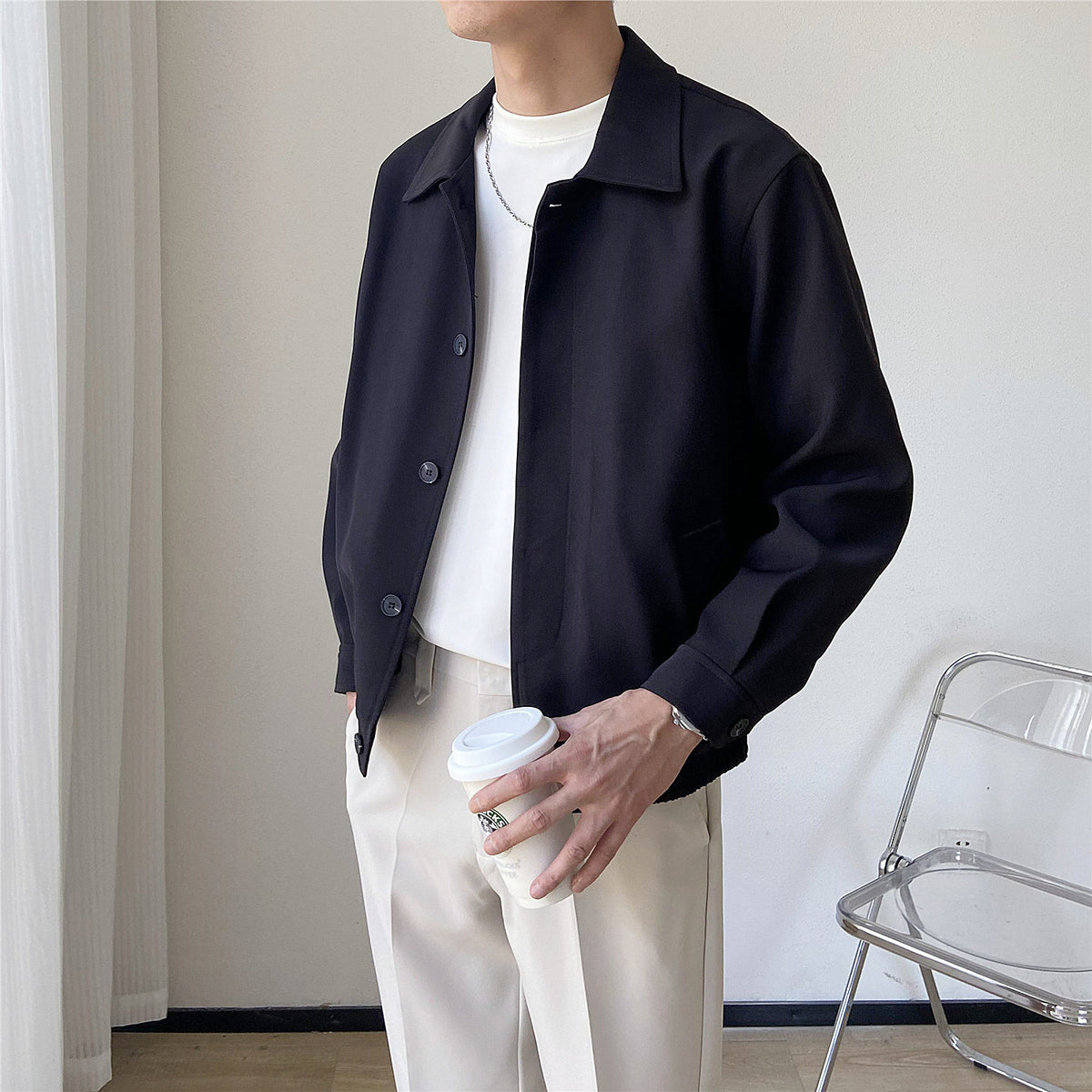 Korean-style Men's cote Loose-fitting Cropped Style - Rockint