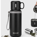 Stainless Steel 800ml Bottle with Drinker Cup, Black